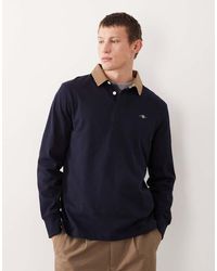 GANT - Cord Collar Long Sleeve Polo Shirt - Lyst