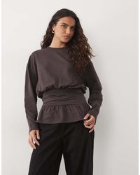 ASOS - Flare Long Sleeve Nipped Waist T-shirt - Lyst