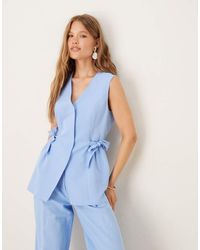 ASOS - Linen Blend Tie Side Waist Coat Co Ord - Lyst