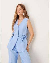 ASOS - Chaleco Con Lazada Lateral De Mezcla De Lino De (Parte De Un Conjunto) - Lyst