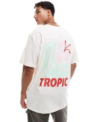 Jack & Jones - T-Shirt Oversize Crema Con Stampa Di Fiore Sul Retro - Lyst