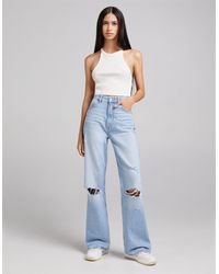 Bershka Denim Ripped 90's Jean in Blue - Save 28% - Lyst