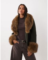 Mango - Jacke aus wollmix mit faux-fur-besatz - Lyst