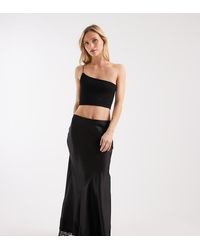 ASOS - Asos Design Petite Lace Hem Fishtail Maxi Skirt - Lyst