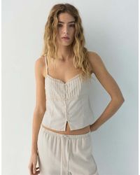 Pull&Bear - Lace-Trimmed Camisole Crop Top - Lyst