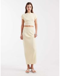 4th & Reckless - Geribbelde Gebreide Maxi Rok Met Hoge Taille - Lyst