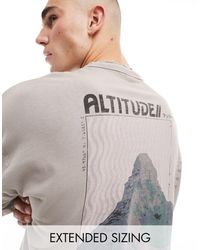 ASOS - T-shirt oversize pesante grigio slavato con stampa sulla schiena - Lyst