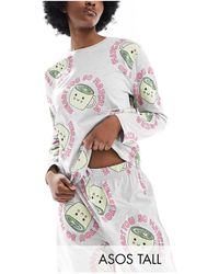 ASOS - Asos Design Tall Matcha Long Sleeve Top & Pants Pajama Set - Lyst