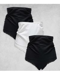 Lindex - Pack De 3 Pares De Braguitas Brasileñas De Color Negro Y Blanco Con Ribete De Encaje Mom De Maternity - Lyst