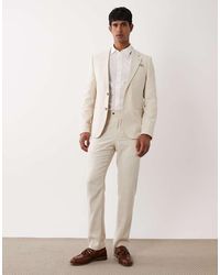 River Island - Slim Linen Look Suit Pants - Lyst
