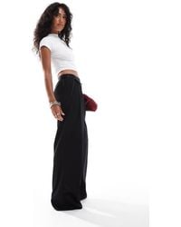 ASOS - Pantalones De Sastre Negros De Pernera Ancha Con Detalle De Pespuntes En Contraste De - Lyst