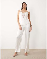 Bardot - Devin Mid Rise Straight Leg Satin Trousers Co-ord - Lyst