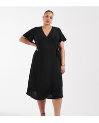 ONLY - Wrap Midi Dress - Lyst