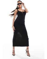 ASOS - Sheer Cup Detail Midi Dress With Lace Up Front - Lyst