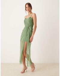 LACE & BEADS - Ruffle Hem Corset Maxi Dress - Lyst