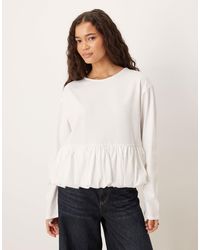 ASOS - Bubble Peplum Hem Long Sleeve Top - Lyst