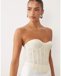 ASOS - Lace Mix Detailing Corset Top With Boning - Lyst