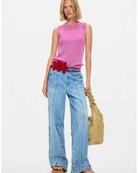 Desigual - Vaqueros Azules De Corte Recto Con Diseño Invertido - Lyst