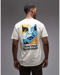 Obey - Camiseta Con Estampado En La Espalda Y Logo Gráfico "Visual" De -Blanco - Lyst