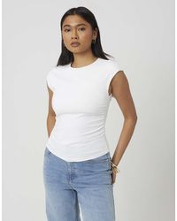 Brave Soul - Round Neck Sleeveless Top With Ruching - Lyst