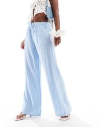 Stradivarius - Linen Look Pull On Crinkle Pants - Lyst