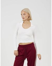 Brave Soul - Ribbed V-Neck Collared Top - Lyst