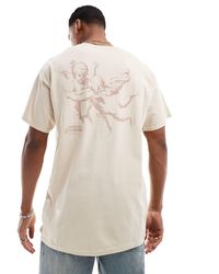 ASOS - T-shirt oversize beige con stampa di cherubini sulla schiena - Lyst