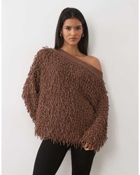 ASOS - Textured Knit Asymmetric Off The Shoulder Sweater - Lyst