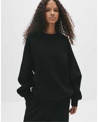 Pull&Bear - Felpa Oversize Nera Con Cuciture A Vista - Lyst