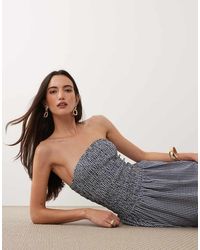 Brave Soul - Strapless Midi Dress With Shirred Bodice - Lyst