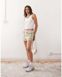 Collusion - Pantalones Cortos Rosas Y Verdes A Cuadros De Estilo Bóxer De - Lyst