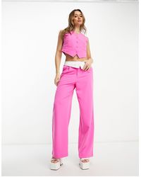 ONLY - Neon & Nylon Contrast Folded Waistband Tailored Trousers Co-ord - Lyst