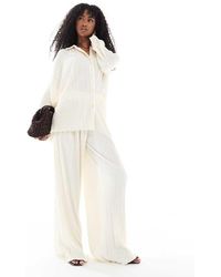 4th & Reckless - Plisse Elasticated Waist Wide Leg Pants - Lyst