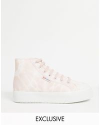 superga 2297 exclusive white chunky trainers with stripe webbing
