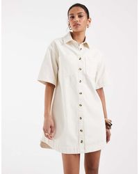 ASOS - Denim Boxy Shirt Dress With Pocket Detail - Lyst