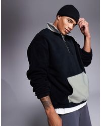 ASOS - Oversized Fleece Sweatshirt With Quarter Zip And Pocket - Lyst