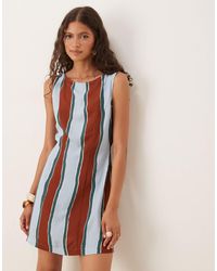 ASOS - – minikleid aus leinenmix mit u-boot-ausschnitt und breiten streifen - Lyst