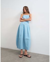 TOPSHOP - Denim Barrel Maxi Dress - Lyst