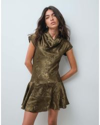 New Look - Jaquard Satin Skater Mini Dress - Lyst