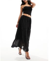 River Island - Lace Tiered Maxi Skirt - Lyst