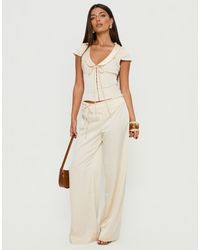 Princess Polly - Aubrette Satin Tie Waist Detail Wide Leg Pants - Lyst