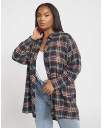 Yours Clothing - Check Oversized Shirt - Lyst