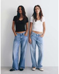 Pull&Bear - Set Van T-Shirts Met V-Hals - Lyst