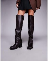 Public Desire - Public Desire Carter Wide Fit Over The Knee Block Heeled Boots - Lyst