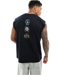ASOS - Camiseta negra extragrande sin mangas con estampado cósmico en la espalda - Lyst