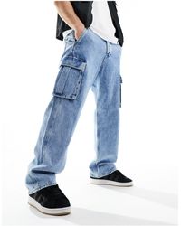 Jack & Jones - Jeans cargo con fondo ampio lavaggio blu - Lyst
