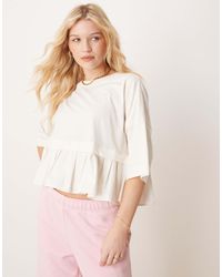 ASOS - Cropped Tee With Poplin Skirt Hem - Lyst