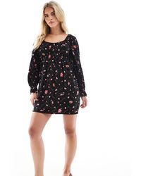 Miss Selfridge - Nette Mini Jurk Met Lange Mouwen En Fijne Bloemenprint - Lyst