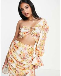 ASOS - One Shoulder Ring Detail Crop Top Co-ord - Lyst