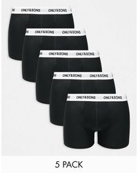 Only & Sons - Pack De 5 Calzoncillos Negros Con Cinturilla Blanca Con Logo De - Lyst